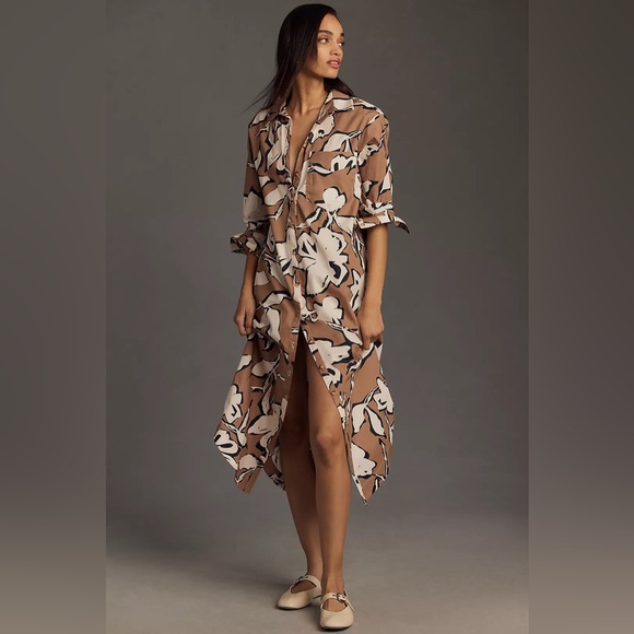 Anthropologie Maeve The Soren Long-Sleeve Midi Shirt Dress - Picture 2 of 7